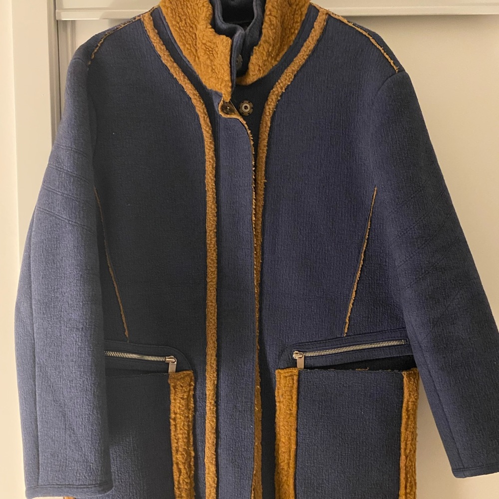 Blue Shearling Coat